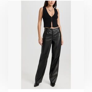 Levi’s Vegan Leather Women’s Mid Rise Baggy Black Dad Pants Size 28 NWT